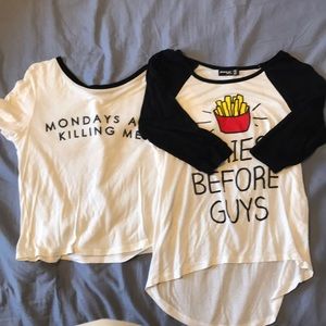 Two tops with sayings